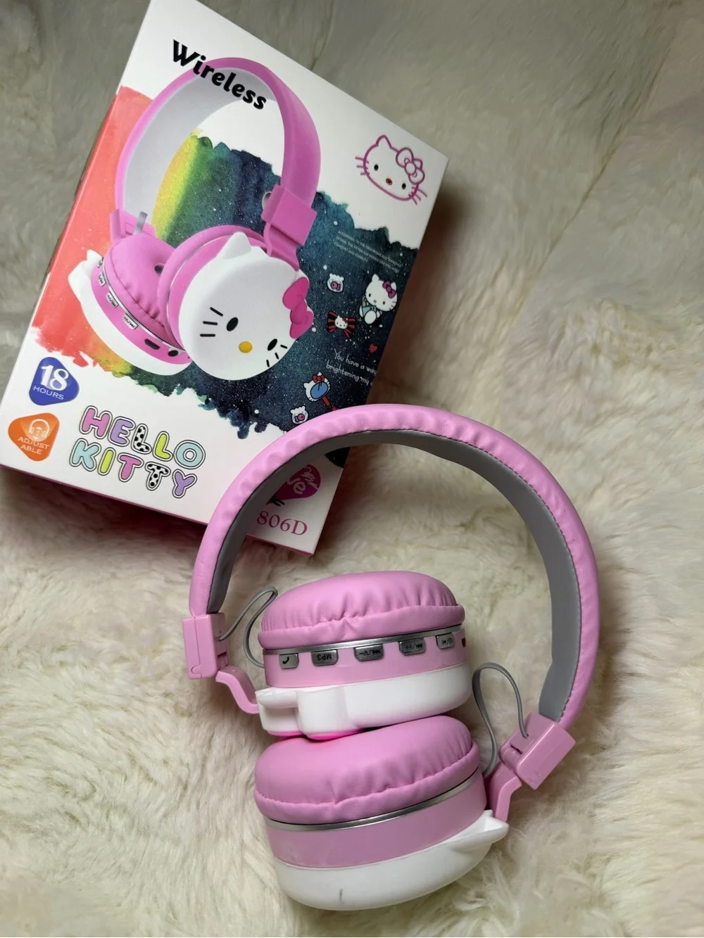 Hello Kitty Pink and White Kids Wireless Headphones